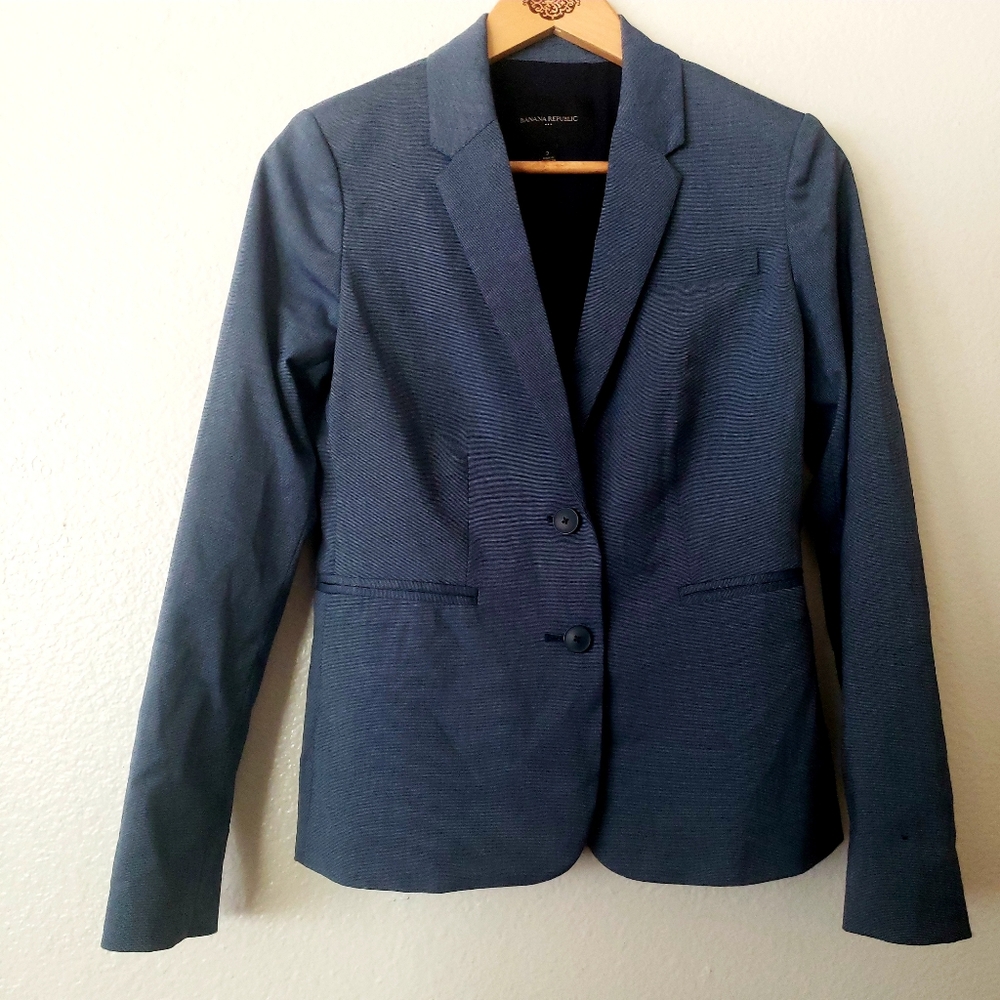 Banana Republic Factory Gray Blue Button Blazer 2